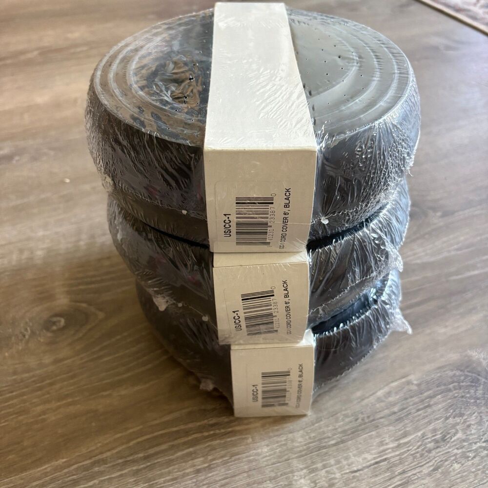 USI CC-1 Cord Cover Cable Raceway 6 Ft Black Floor Wire Protector 3 Pack
